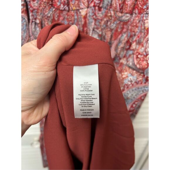 Talbots Split Neck Soft Dress - Sprinkle Paisley Red Ruffle Sleeve, Sz Large - Picture 3 of 10